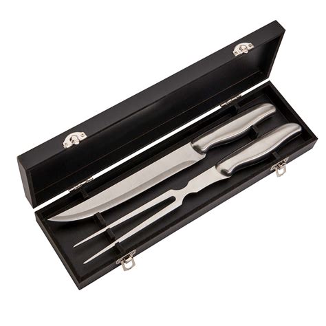 stainless steel carving knife and fork set with box|best kitchen carving knife set.